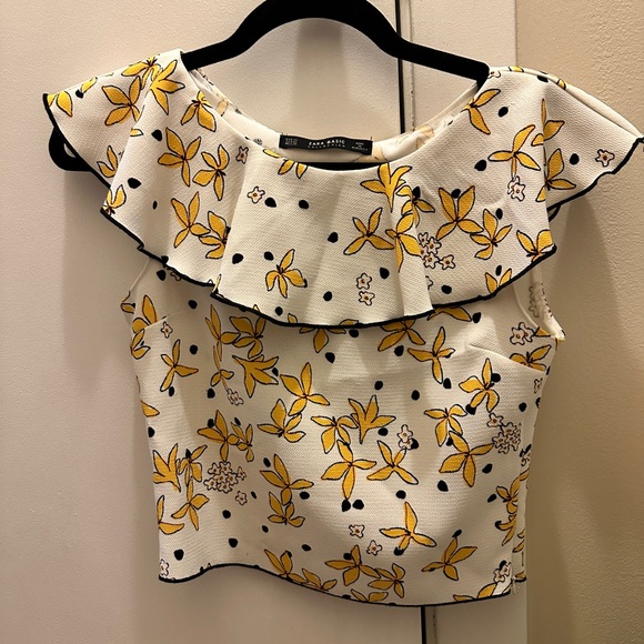 Zara Tops - Zara Yellow and White Floral Blouse